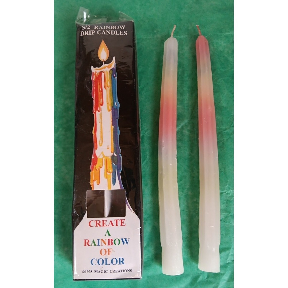 Vintage Color‎ Drip Wax Candles Pack of 2 Rainbow Candlesticks 10 Inch